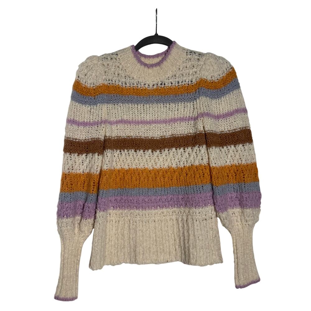 Rebecca Taylor Sweater Women's XS Striped Multicolor Knit Crew Neck Pullover